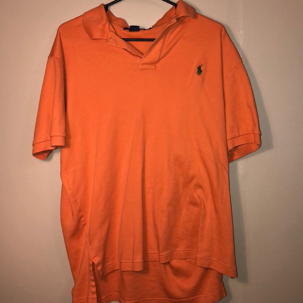 orange polo shirt